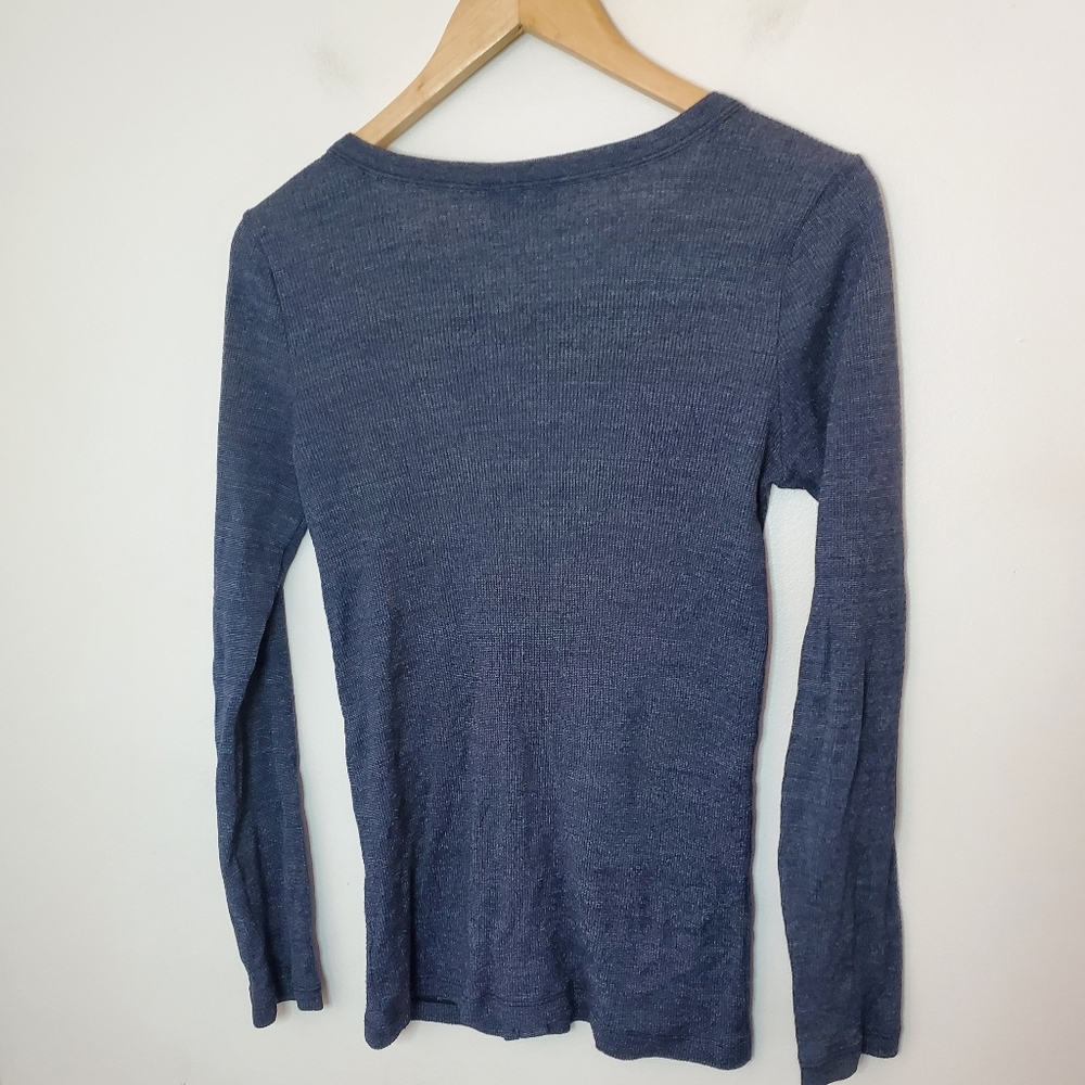 Michael Stars Textured Blue Button Up Cardigan O/S - Picture 4 of 4